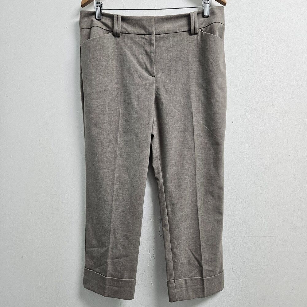 Ann Taylor Signature Cropped Pants Women size 10 Gray Straight Hip & Thigh